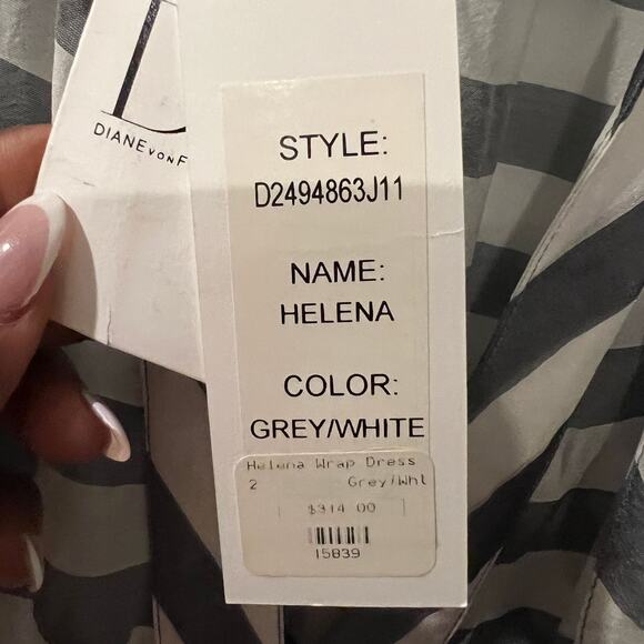 NWT $314 Diane von Furstenberg 2 DVF Silk Striped Classic Wrap Dress - Picture 6 of 7